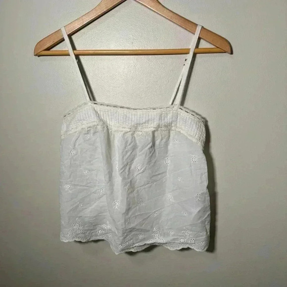 Abercrombie cottagecore cotton cropped eyelet coquette tank top XS - Picture 4 of 6